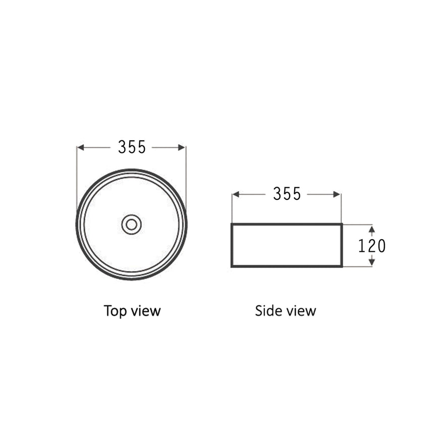 Radius Round Basin 355mm Matte White and Black Bathroom Basin Otti Australia