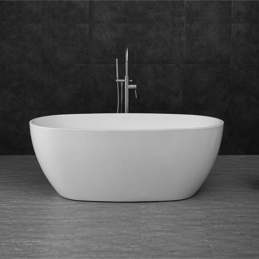 Vinny Egg Shape Bath 1300mm Gloss White Bath Inspire