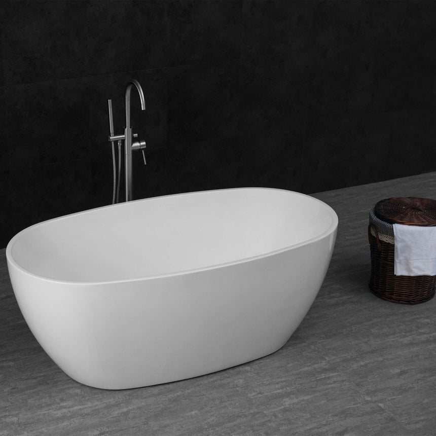 Vinny Egg Shape Bath 1300mm Gloss White Bath Inspire