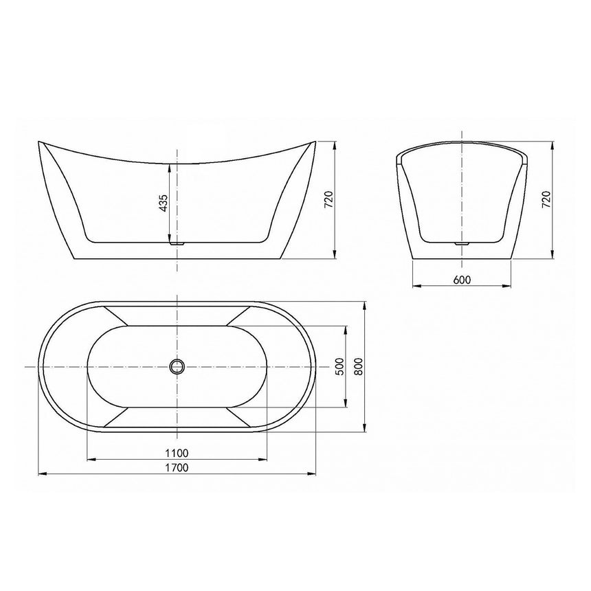 Viva Highback Bath 1700mm Gloss White Bath Inspire