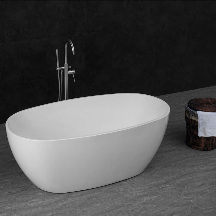 Vinny Egg Shape Bath 1500mm Gloss White Bath Inspire