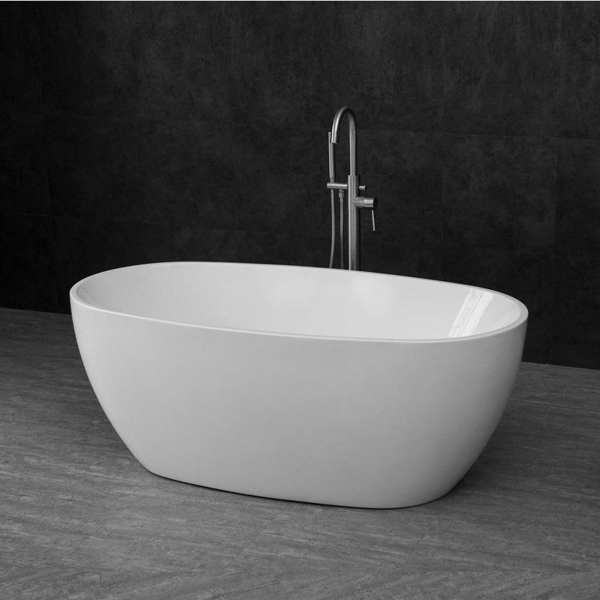Vinny Egg Shape Bath 1500mm Gloss White Bath Inspire