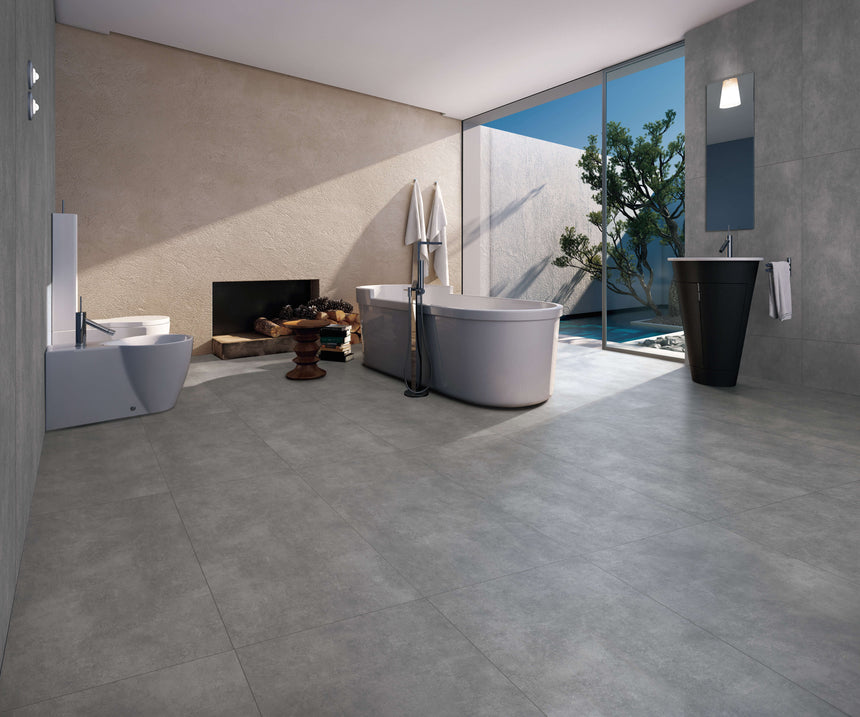 La Vida 600x600 Matt Dark Grey Concrete Look Tiles Tilemall