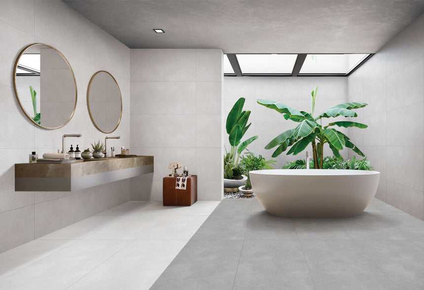 La Vida 600x300 Matt Light Grey Concrete Look Tiles Tilemall