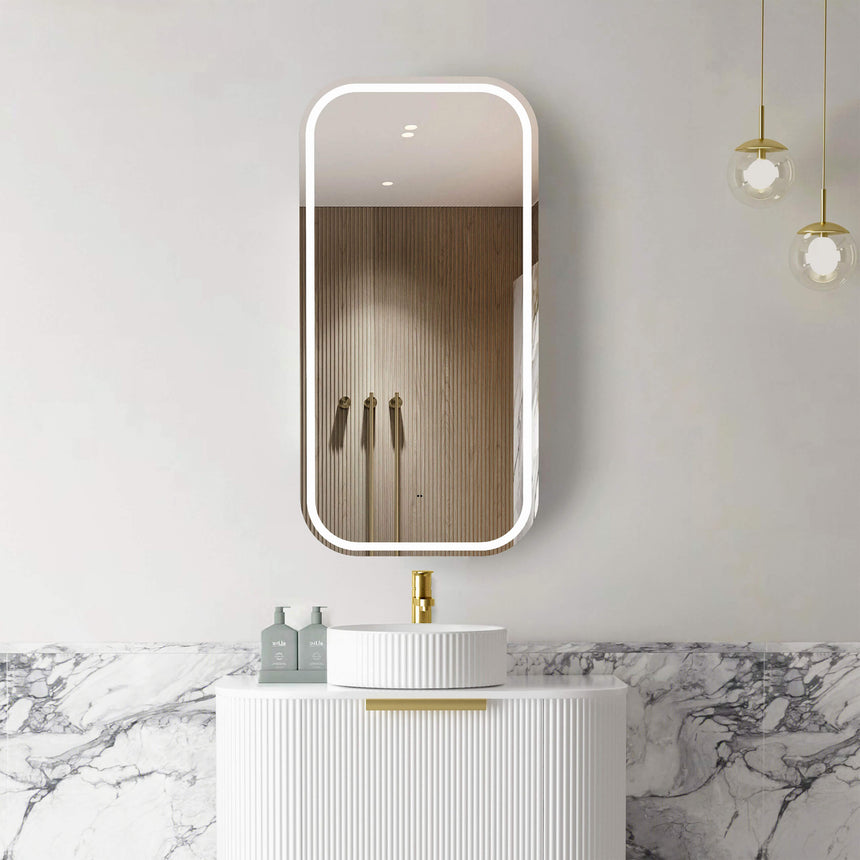 Newport LED Shaving Cabinet 900x450mm LED Shaving Cabinet Otti Australia Natural Oak