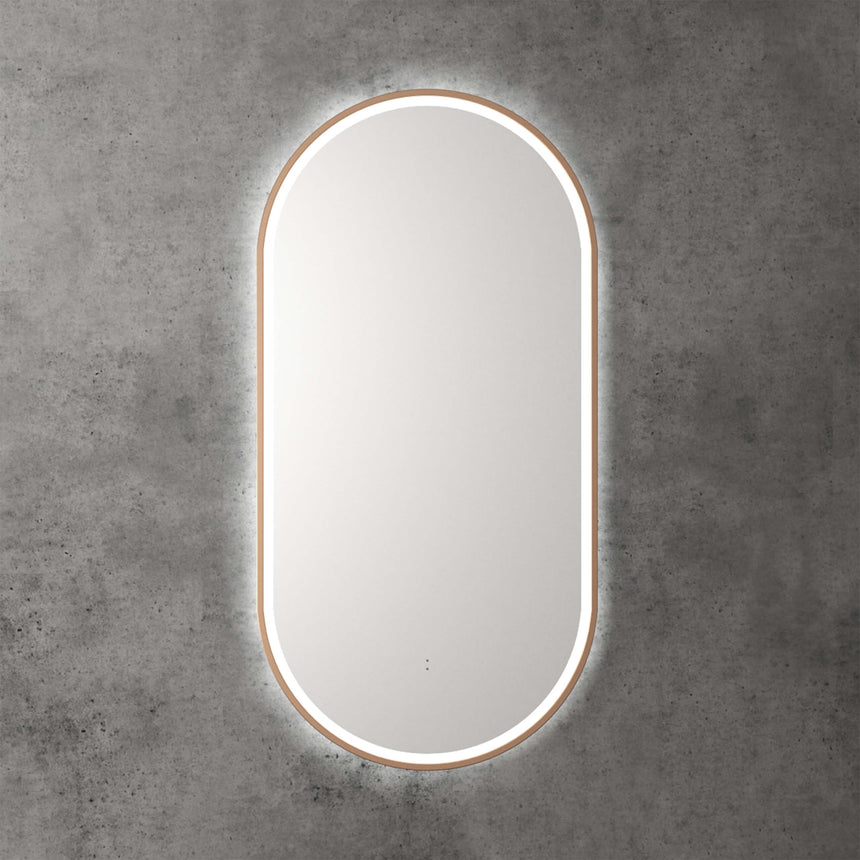 Aulic Beau Monde Touchless Framed Led Mirror 903x453mm Oval Brushed Bronze LED Framed Mirror Aulic