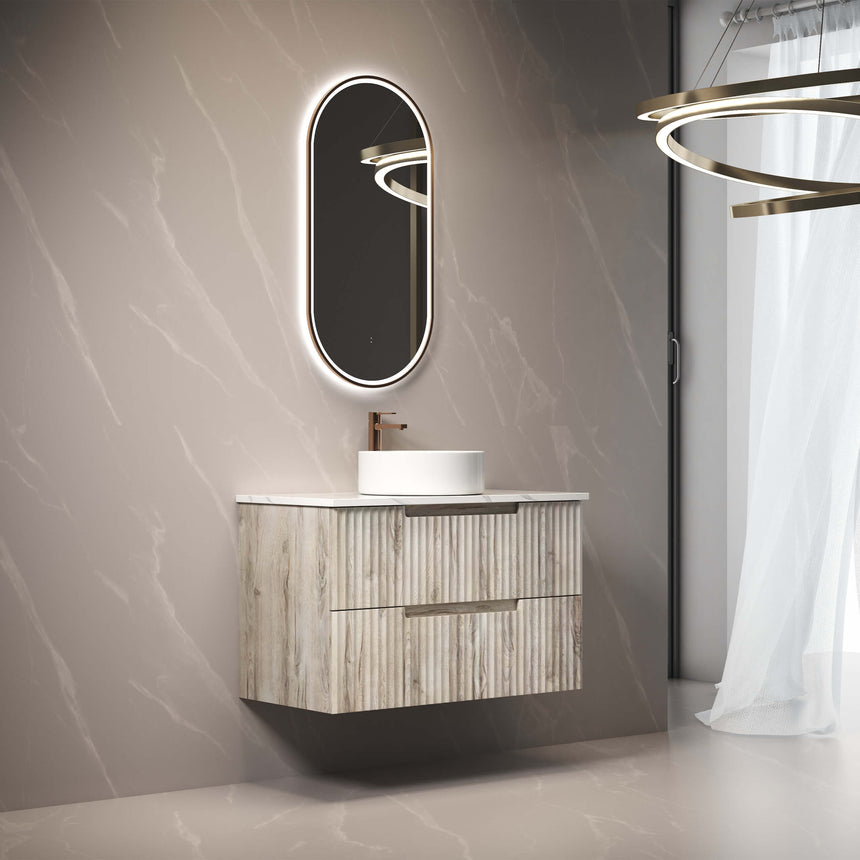 Aulic Beau Monde Touchless Framed Led Mirror 903x453mm Oval Brushed Bronze LED Framed Mirror Aulic