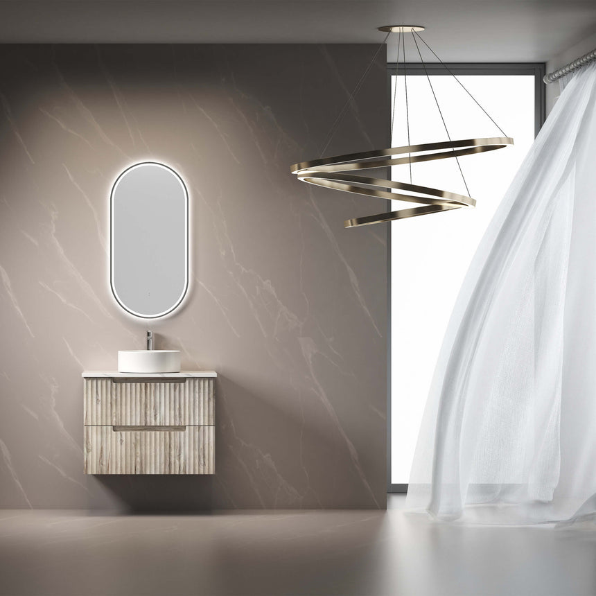 Aulic Beau Monde Touchless Framed Led Mirror 903x453mm Oval Gun Metal LED Framed Mirror Aulic