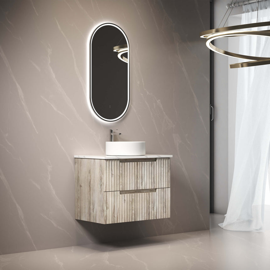 Aulic Beau Monde Touchless Framed Led Mirror 903x453mm Oval Gun Metal LED Framed Mirror Aulic