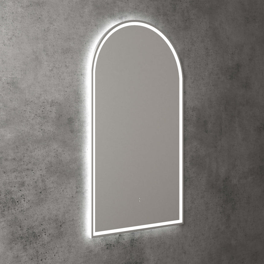Aulic Canterbury Touchless Framed Led Mirror 903x503mm Arched Brushed Nickel LED Framed Mirror Aulic