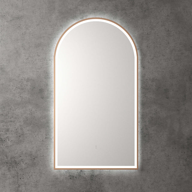 Aulic Canterbury Touchless Framed Led Mirror 903x503mm Arched Brushed Bronze LED Framed Mirror Aulic