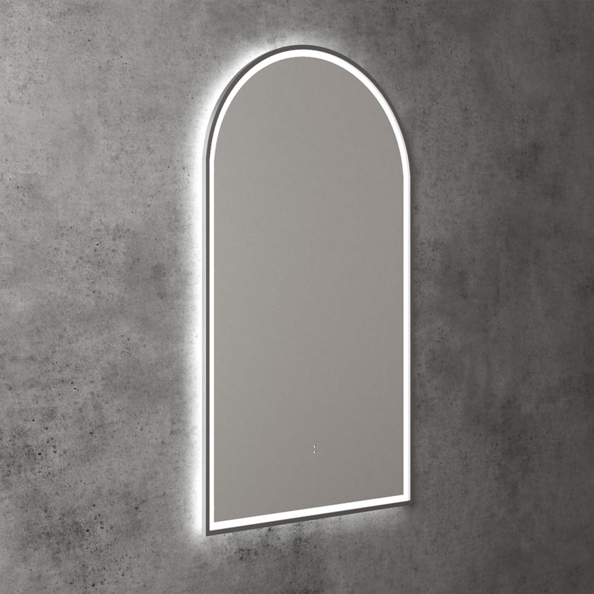 Aulic Canterbury Touchless Framed Led Mirror 903x503mm Arched Gun Metal LED Framed Mirror Aulic
