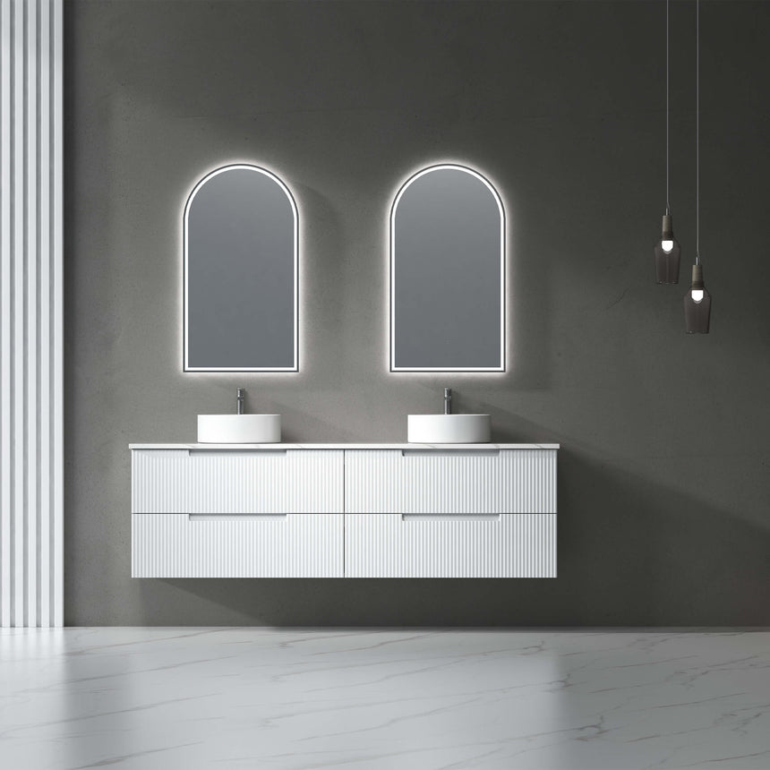 Aulic Canterbury Touchless Framed Led Mirror 903x503mm Arched Gun Metal LED Framed Mirror Aulic