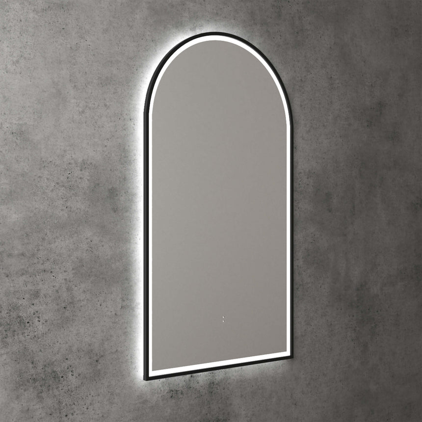 Aulic Canterbury Touchless Framed Led Mirror 903x503mm Arched Matte Black LED Framed Mirror Aulic