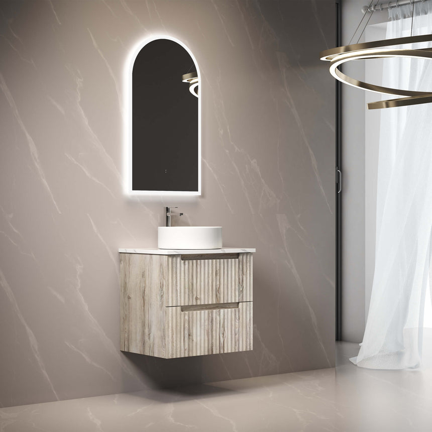 Aulic Canterbury Touchless Framed Led Mirror 903x503mm Arched Matte White LED Framed Mirror Aulic