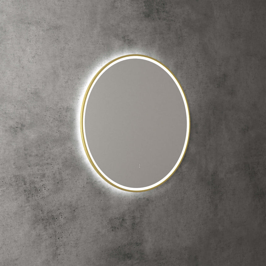 Aulic Windsor Touchless Framed Led Mirror 703mm Round Brushed Gold LED Framed Mirror Aulic