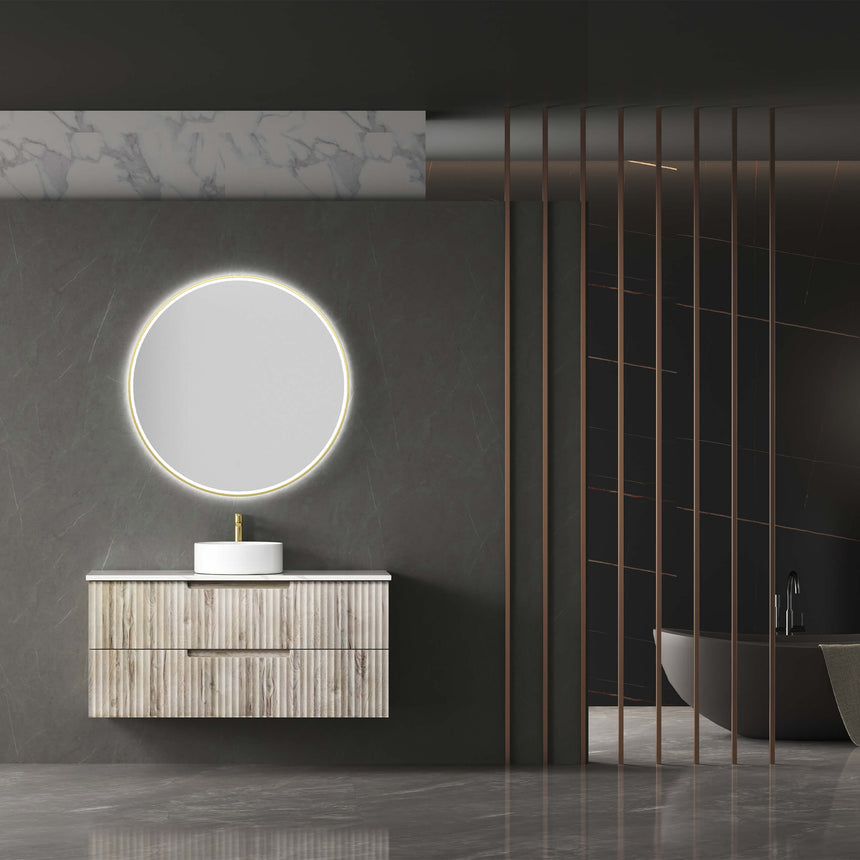 Aulic Windsor Touchless Framed Led Mirror 903mm Round Brushed Gold LED Framed Mirror Aulic