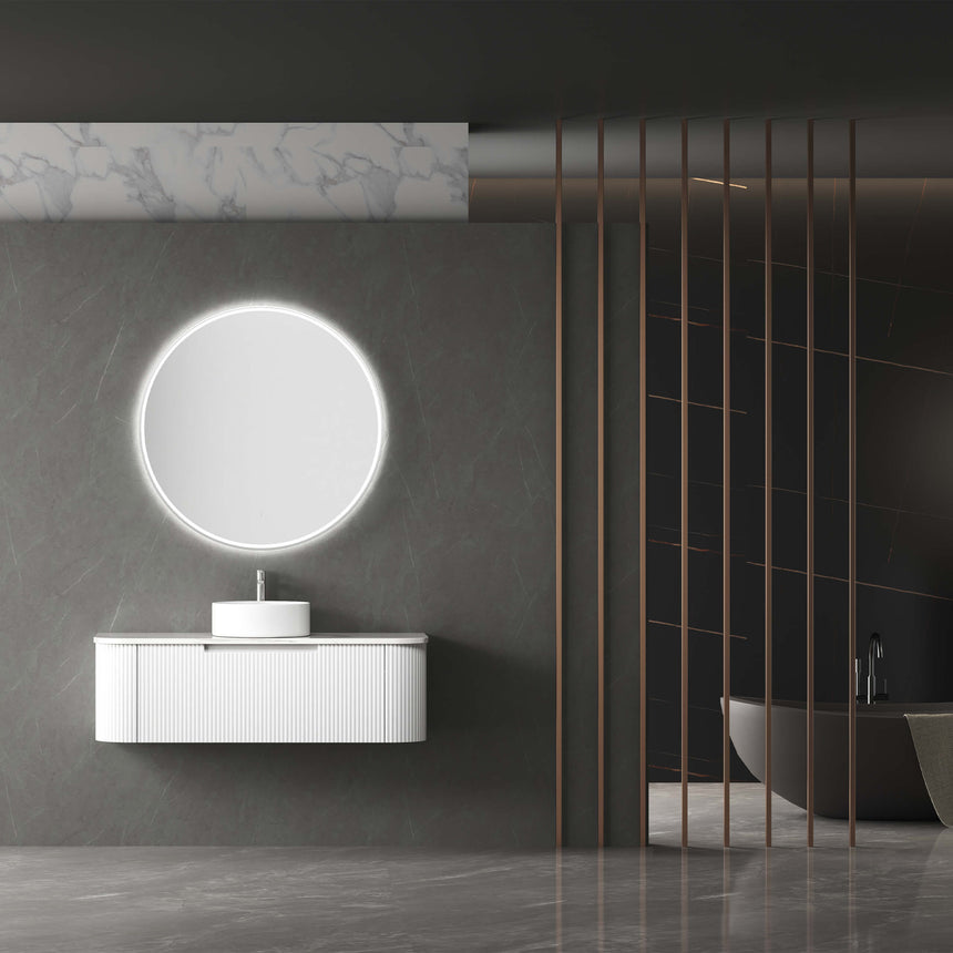 Aulic Windsor Touchless Framed Led Mirror 903mm Round Brushed Nickel LED Framed Mirror Aulic