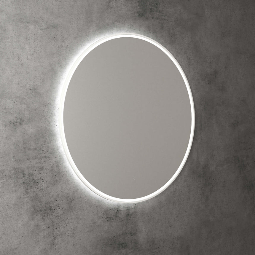 Aulic Windsor Touchless Framed Led Mirror 903mm Round Matte White LED Framed Mirror Aulic