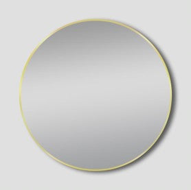 Lamex Round 700mm framed bathroom mirror by Tilemall with brushed yellow gold frame