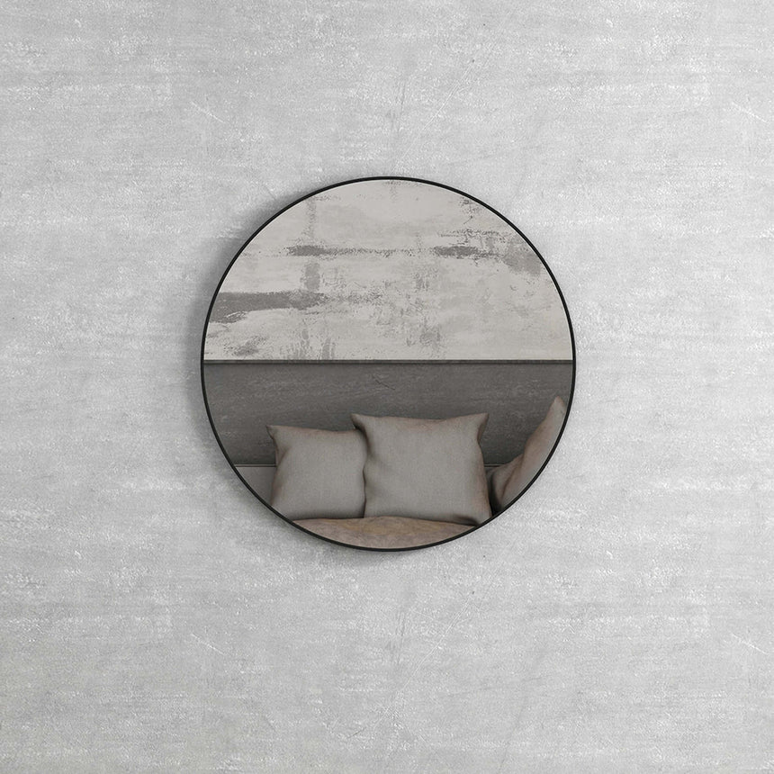 London Framed Mirror 700mm Round Matte Black Framed Mirror Otti Australia