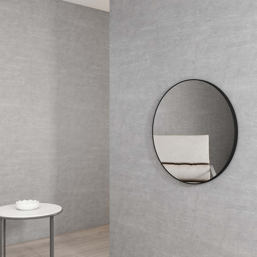 London Framed Mirror 700mm Round Matte Black Framed Mirror Otti Australia