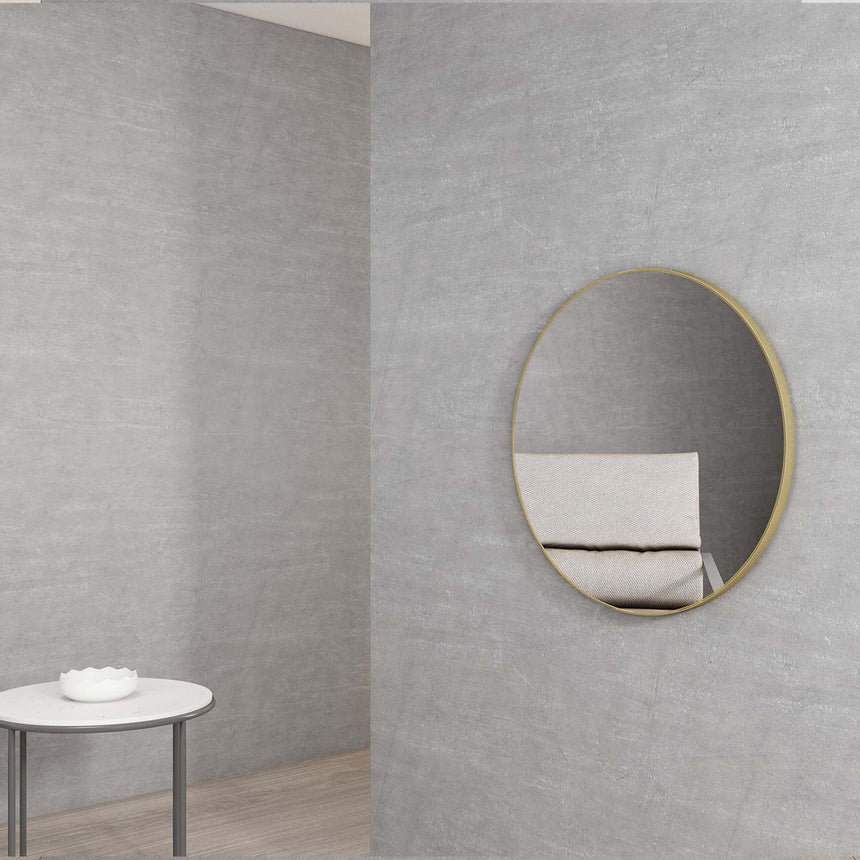 London Framed Mirror 700mm Round Brushed Yellow Gold Framed Mirror Otti Australia