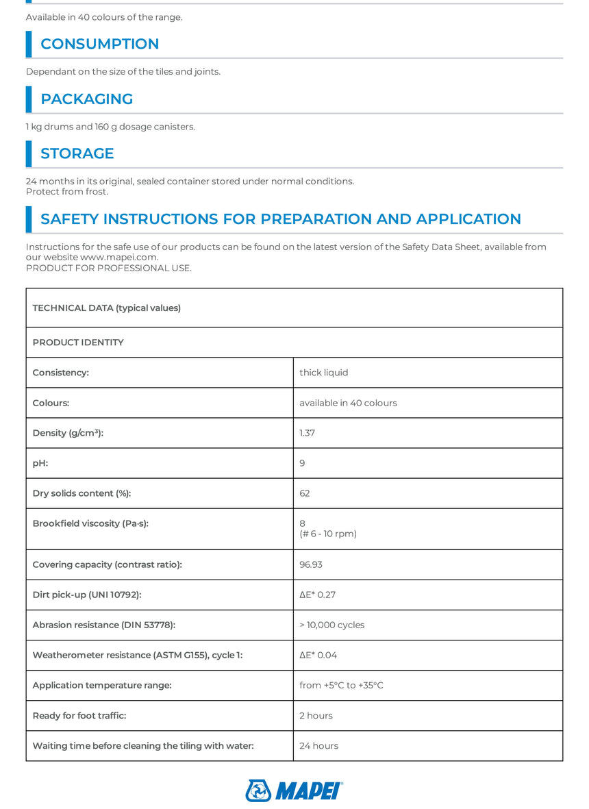 Mapei Fuga Fresca 160g Manhattan 110 Cleaning Mapei