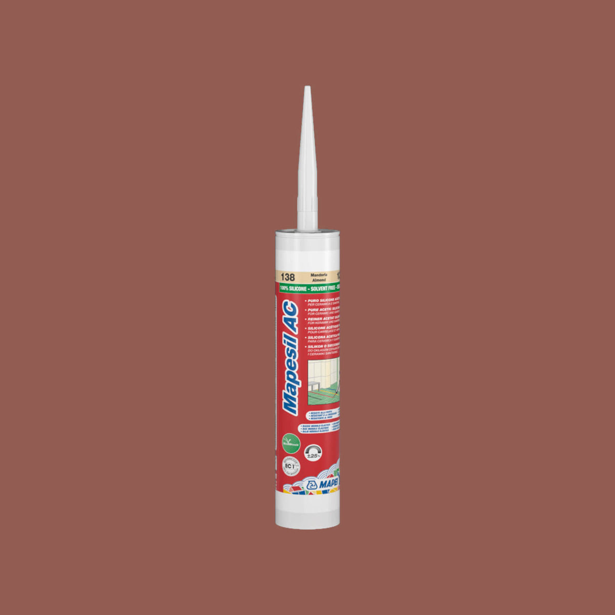 Mapei Silicone AC 310ml 143 310ml terracotta silicone sealant by Tilemall, white cartridge with red label