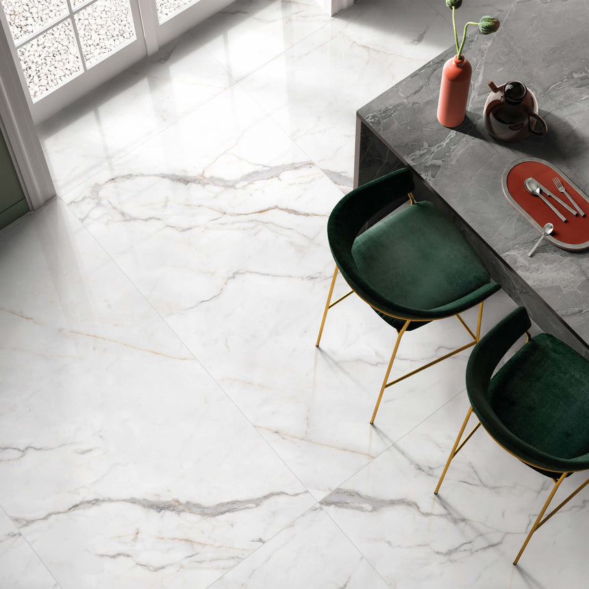 Marble Jade White 1500x750 Polished White Marble Look Tiles Dongpeng