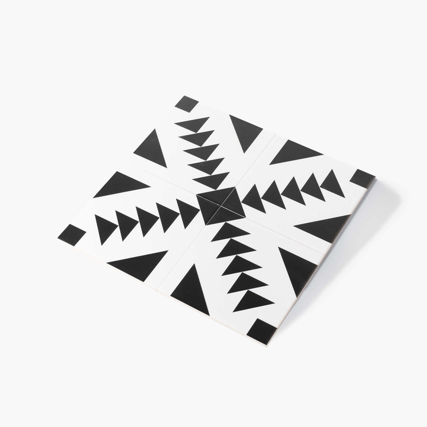 Pattern Tile Modern Black & White 21087 200x200 Matt Encaustic Look Tiles Tilemall