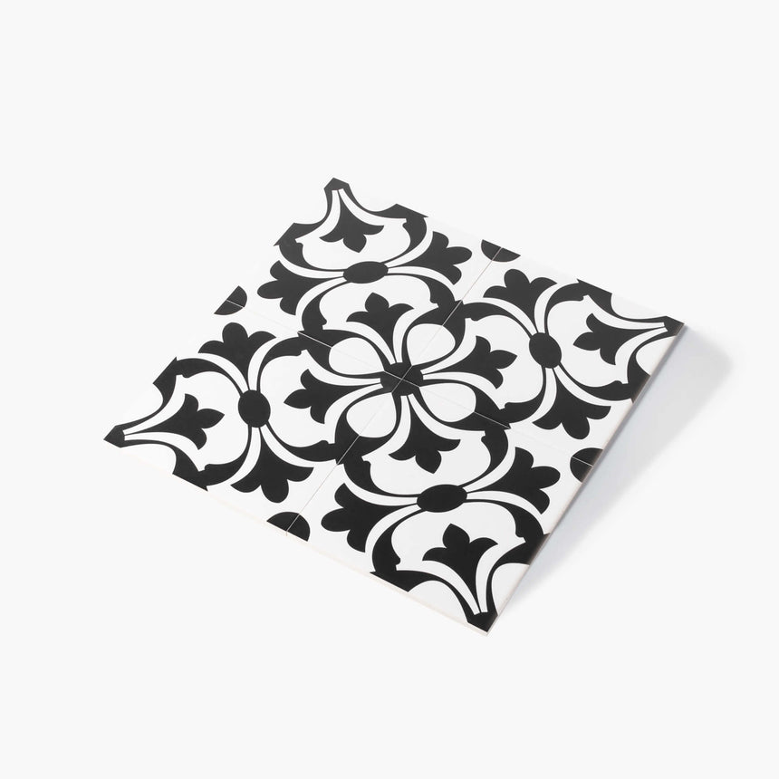 Pattern Tile Modern Black & White 2443 200x200 Matt Encaustic Look Tiles Tilemall