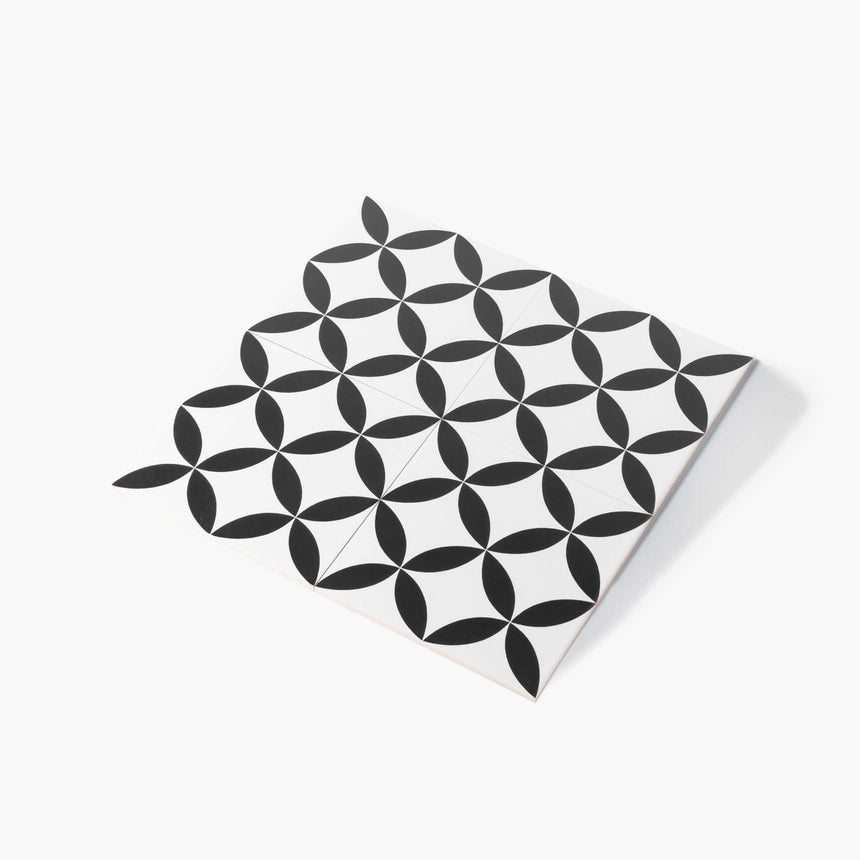 Pattern Tile Modern Black & White 2444 200x200 Matt Encaustic Look Tiles Tilemall