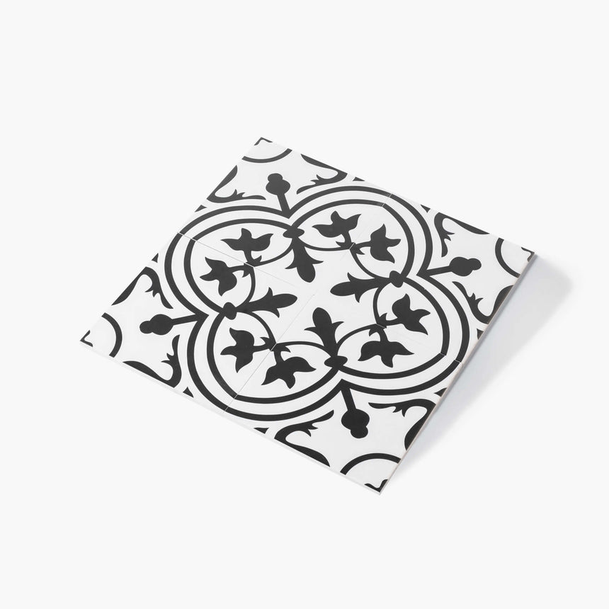 Pattern Tile Modern Black & White 2502 200x200 Matt Encaustic Look Tiles Tilemall