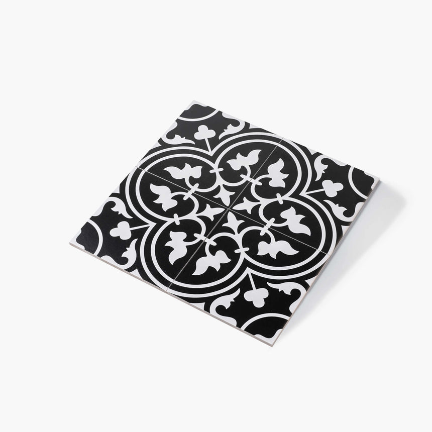 Pattern Tile Modern Black & White 2547 200x200 Matt Encaustic Look Tiles Tilemall
