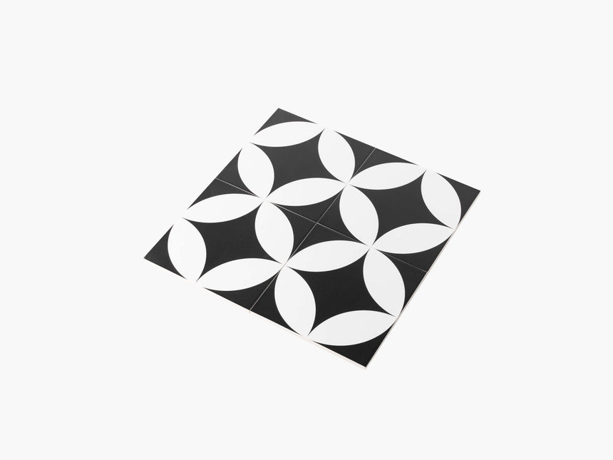 Pattern Tile Modern Black & White 2844 200x200 Matt Encaustic Look Tiles Tilemall