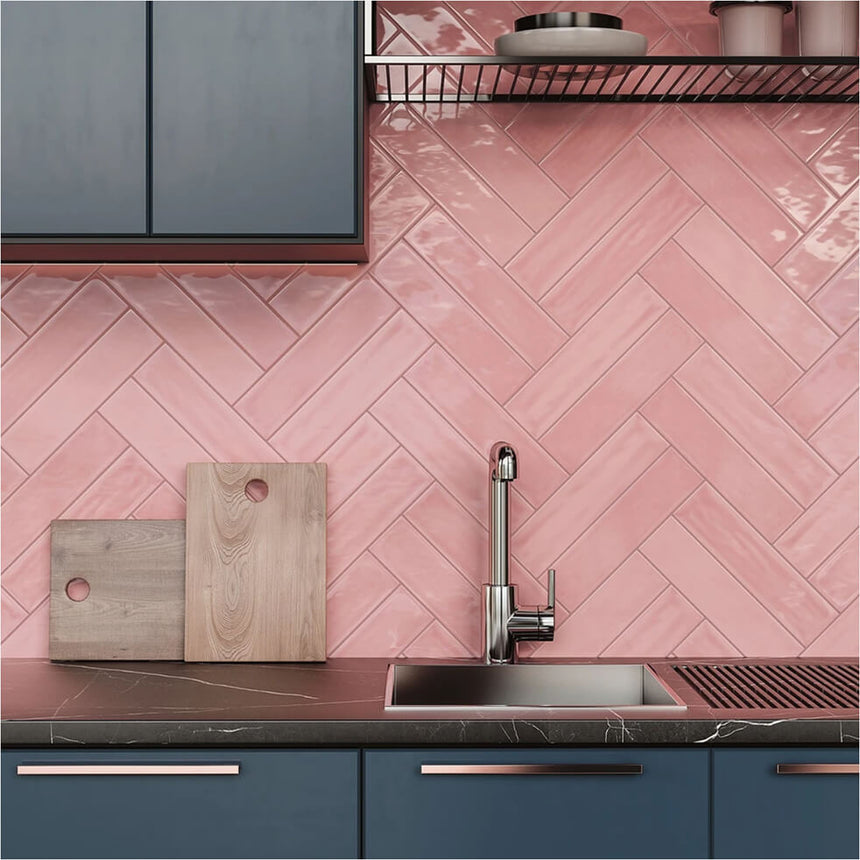 Ceramics Mould Tile 75x300 Gloss Pink Subway Tilemall