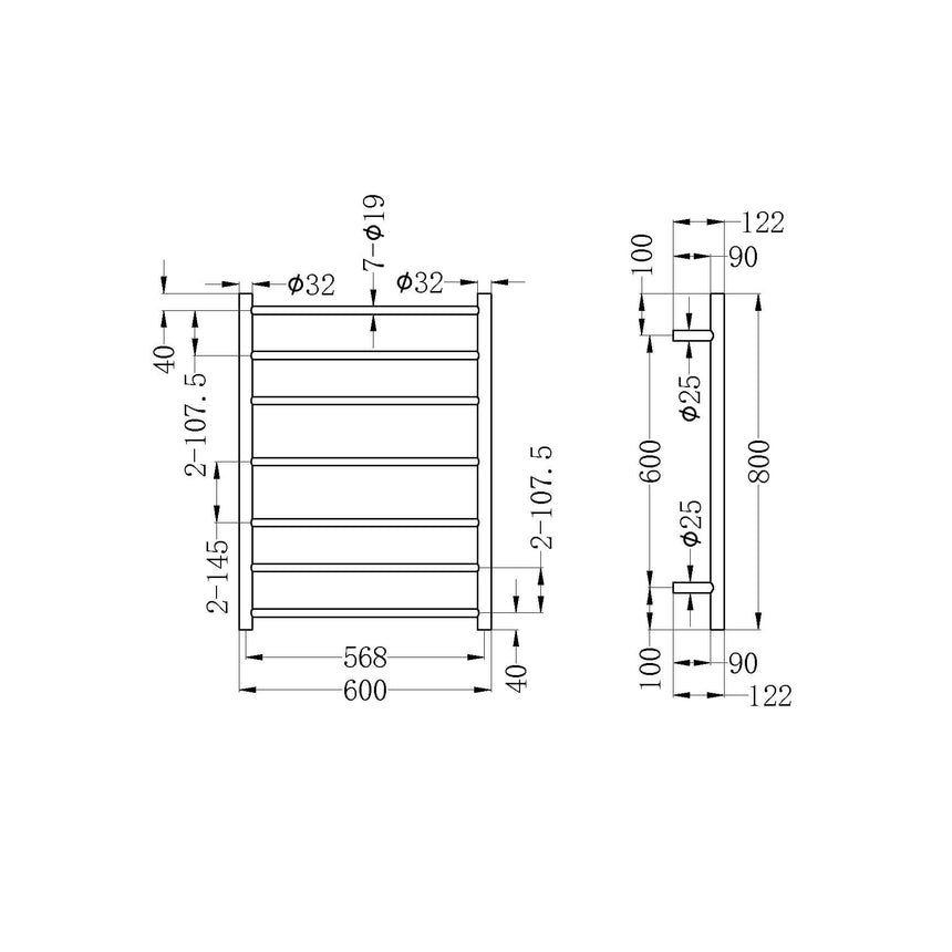 Nero Heated Towel Ladder Graphite Bathroom Accessories Nero