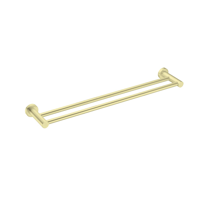 Nero Mecca Double Towel Rail 600mm Brushed Yellow Gold Bathroom Accessories Nero