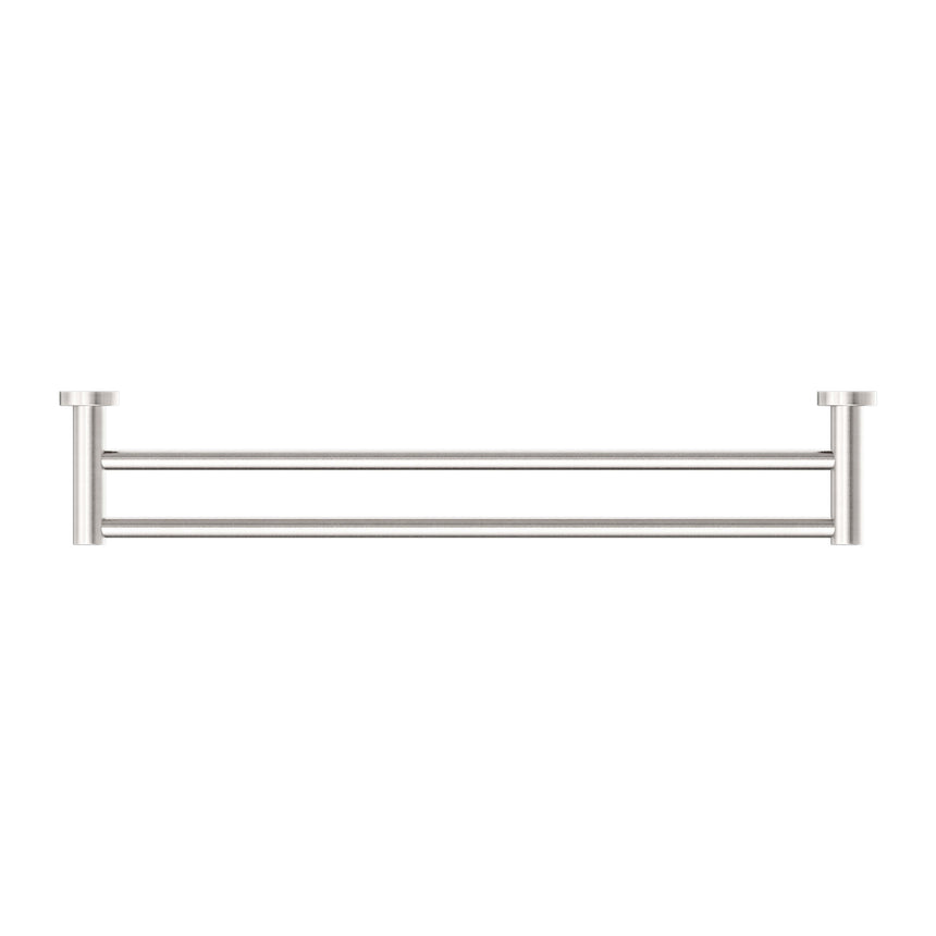 Nero Mecca Double Towel Rail 600mm Brushed Nickel Bathroom Accessories Nero