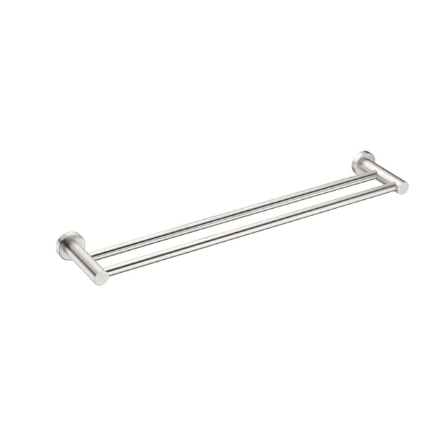 Nero Mecca Double Towel Rail 600mm Brushed Nickel Bathroom Accessories Nero