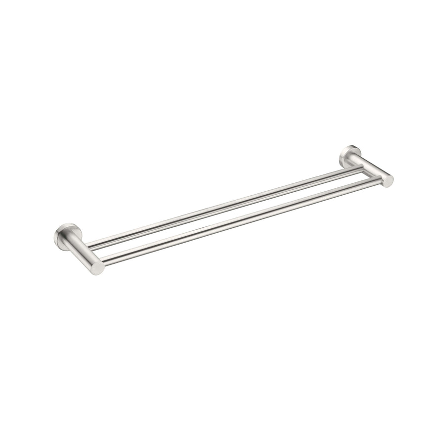 Nero Mecca Double Towel Rail 600mm Brushed Nickel Bathroom Accessories Nero