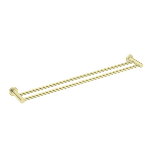 Nero Mecca Double Towel Rail 800mm Brushed Yellow Gold Bathroom Accessories Nero