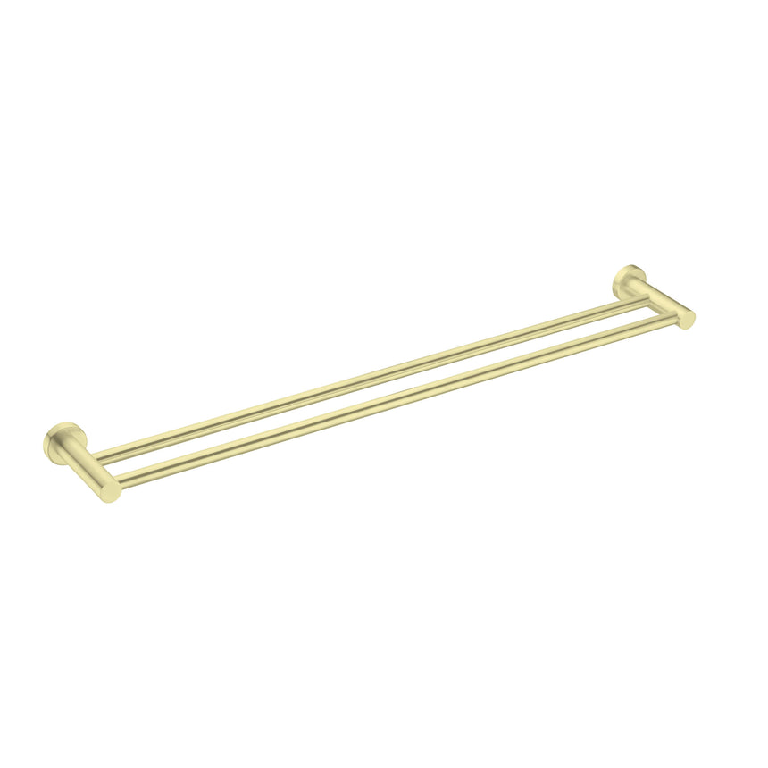 Nero Mecca Double Towel Rail 800mm Brushed Yellow Gold Bathroom Accessories Nero