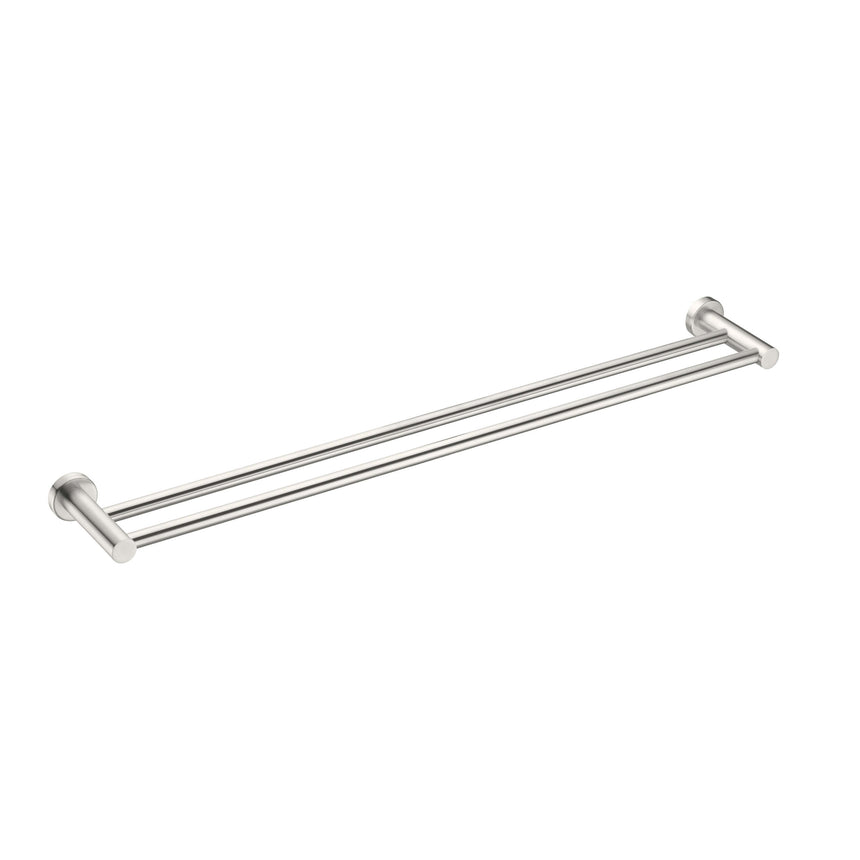Nero Mecca Double Towel Rail 800mm Brushed Nickel Bathroom Accessories Nero