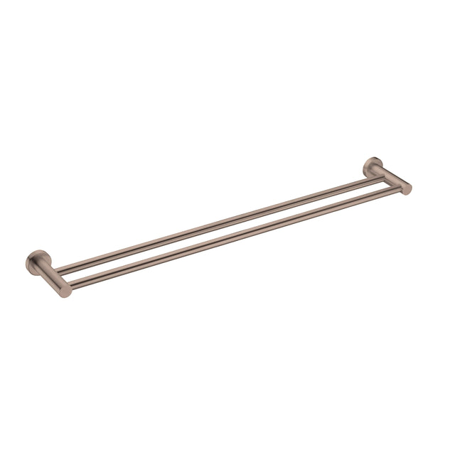 Nero Mecca Double Towel Rail 800mm Brushed Bronze Bathroom Accessories Nero