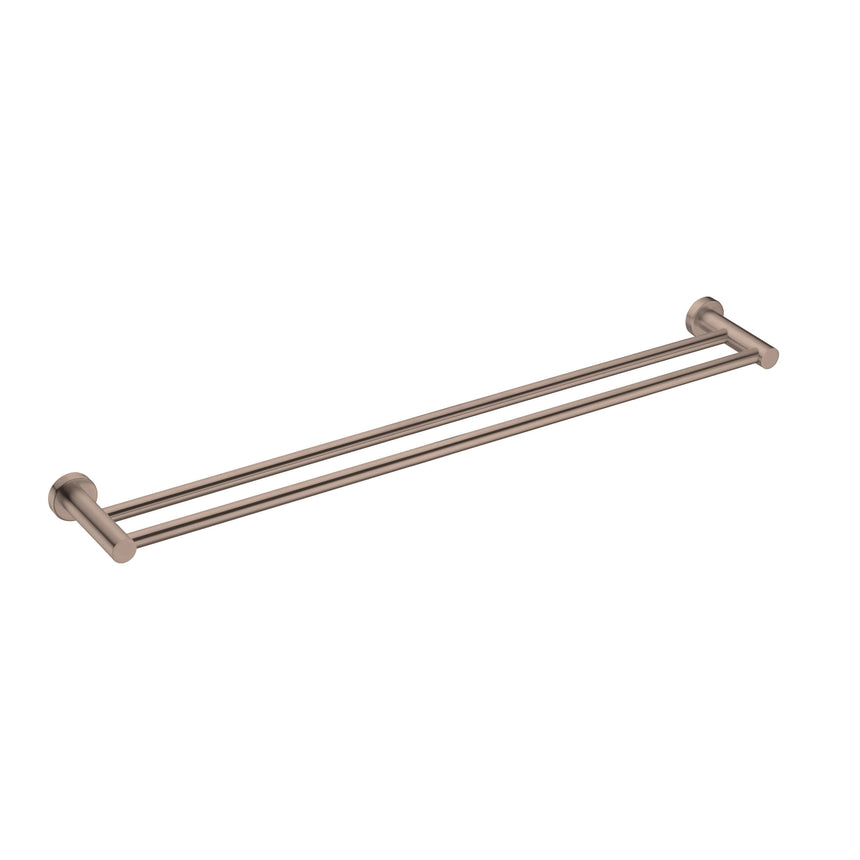 Nero Mecca Double Towel Rail 800mm Brushed Bronze Bathroom Accessories Nero