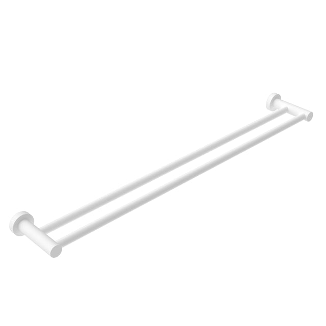 Nero Mecca Double Towel Rail 800mm Matte White Bathroom Accessories Nero