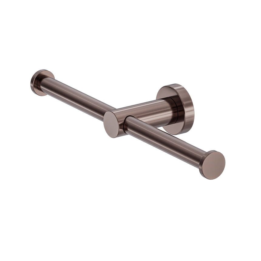 Nero Mecca Double Toilet Roll Holder Brushed Bronze Bathroom Accessories Nero