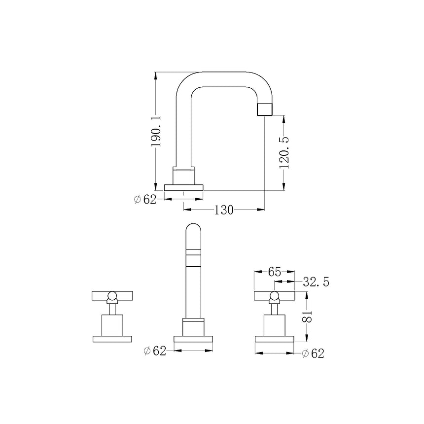 Nero X Plus Basin Set Brushed Yellow Gold Tapware Nero